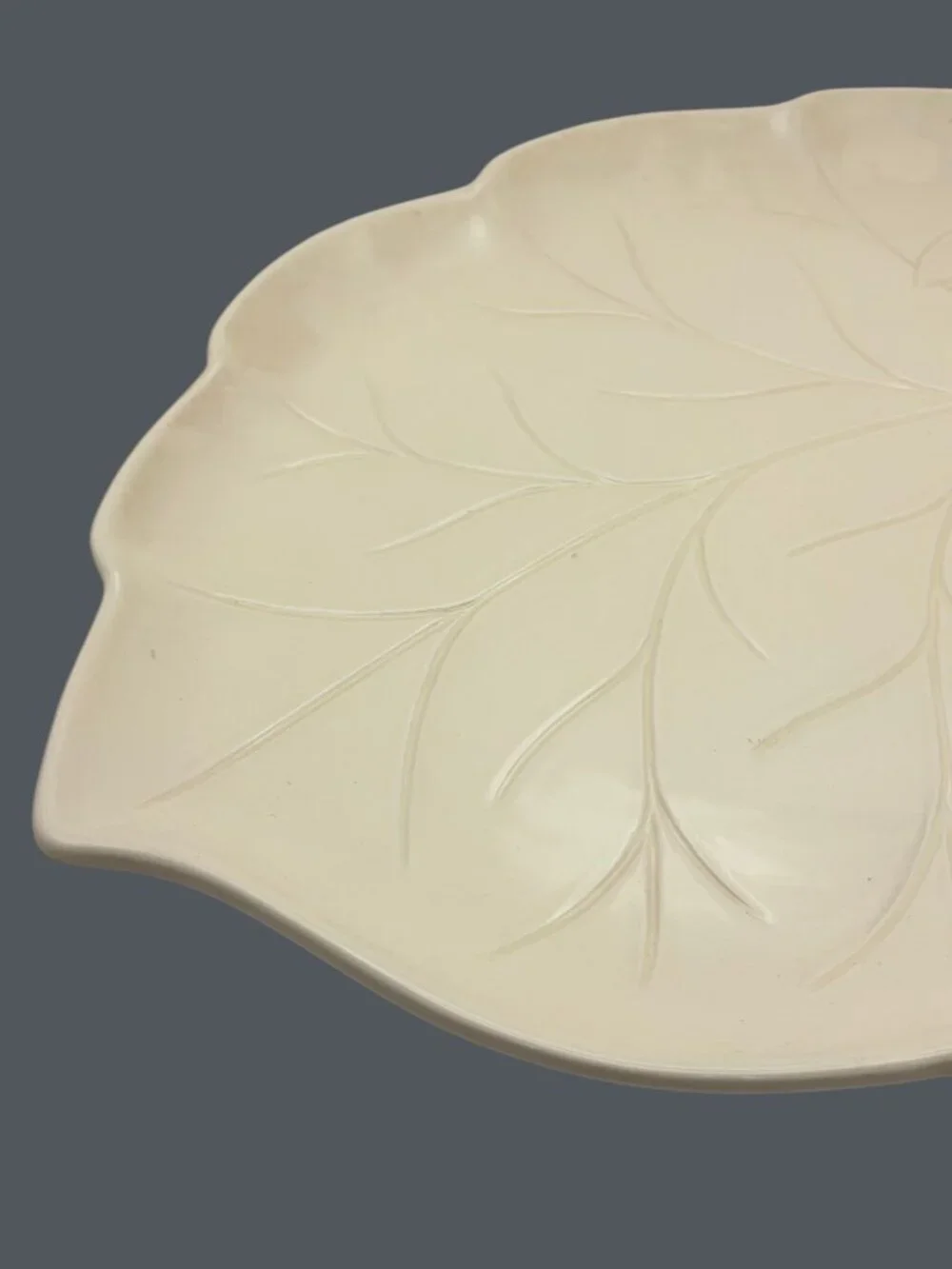 Ceriart Portugal White Ceramic Leaf Koi Fish Serving Platter 18”